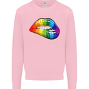LGBT Bitten Lip Gay Pride Day Mens Sweatshirt Jumper Light Pink