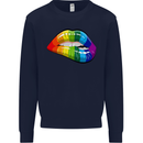 LGBT Bitten Lip Gay Pride Day Mens Sweatshirt Jumper Navy Blue