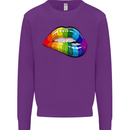 LGBT Bitten Lip Gay Pride Day Mens Sweatshirt Jumper Purple