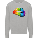 LGBT Bitten Lip Gay Pride Day Mens Sweatshirt Jumper Sports Grey