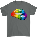 LGBT Bitten Lip Gay Pride Day Mens T-Shirt Cotton Gildan Charcoal