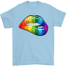 LGBT Bitten Lip Gay Pride Day Mens T-Shirt Cotton Gildan Light Blue