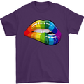 LGBT Bitten Lip Gay Pride Day Mens T-Shirt Cotton Gildan Purple
