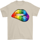 LGBT Bitten Lip Gay Pride Day Mens T-Shirt Cotton Gildan Sand