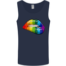 LGBT Bitten Lip Gay Pride Day Mens Vest Tank Top Navy Blue