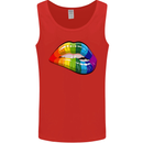 LGBT Bitten Lip Gay Pride Day Mens Vest Tank Top Red