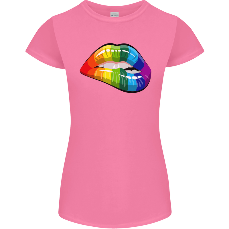 LGBT Bitten Lip Gay Pride Day Womens Petite Cut T-Shirt Azalea