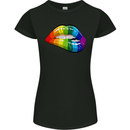 LGBT Bitten Lip Gay Pride Day Womens Petite Cut T-Shirt Black