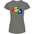 LGBT Bitten Lip Gay Pride Day Womens Petite Cut T-Shirt Charcoal