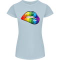 LGBT Bitten Lip Gay Pride Day Womens Petite Cut T-Shirt Light Blue