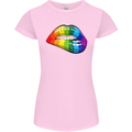 LGBT Bitten Lip Gay Pride Day Womens Petite Cut T-Shirt Light Pink