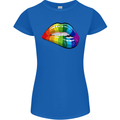 LGBT Bitten Lip Gay Pride Day Womens Petite Cut T-Shirt Royal Blue
