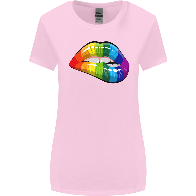 LGBT Bitten Lip Gay Pride Day Womens Wider Cut T-Shirt Light Pink