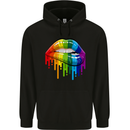 LGBT Bitten Rainbow Lip Gay Pride Day Childrens Kids Hoodie Black
