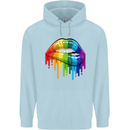 LGBT Bitten Rainbow Lip Gay Pride Day Childrens Kids Hoodie Light Blue