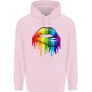 LGBT Bitten Rainbow Lip Gay Pride Day Childrens Kids Hoodie Light Pink