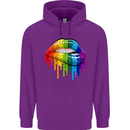 LGBT Bitten Rainbow Lip Gay Pride Day Childrens Kids Hoodie Purple