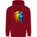 LGBT Bitten Rainbow Lip Gay Pride Day Childrens Kids Hoodie Red