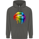 LGBT Bitten Rainbow Lip Gay Pride Day Childrens Kids Hoodie Storm Grey