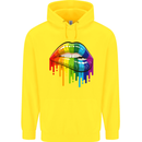 LGBT Bitten Rainbow Lip Gay Pride Day Childrens Kids Hoodie Yellow