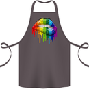 LGBT Bitten Rainbow Lip Gay Pride Day Cotton Apron 100% Organic Dark Grey