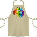 LGBT Bitten Rainbow Lip Gay Pride Day Cotton Apron 100% Organic Khaki