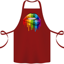 LGBT Bitten Rainbow Lip Gay Pride Day Cotton Apron 100% Organic Maroon