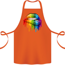 LGBT Bitten Rainbow Lip Gay Pride Day Cotton Apron 100% Organic Orange
