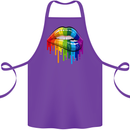 LGBT Bitten Rainbow Lip Gay Pride Day Cotton Apron 100% Organic Purple