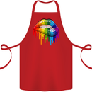 LGBT Bitten Rainbow Lip Gay Pride Day Cotton Apron 100% Organic Red