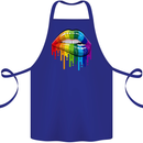 LGBT Bitten Rainbow Lip Gay Pride Day Cotton Apron 100% Organic Royal Blue