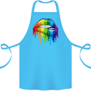 LGBT Bitten Rainbow Lip Gay Pride Day Cotton Apron 100% Organic Turquoise