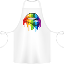 LGBT Bitten Rainbow Lip Gay Pride Day Cotton Apron 100% Organic White