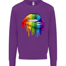 LGBT Bitten Rainbow Lip Gay Pride Day Kids Sweatshirt Jumper Purple