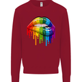 LGBT Bitten Rainbow Lip Gay Pride Day Kids Sweatshirt Jumper Red