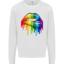 LGBT Bitten Rainbow Lip Gay Pride Day Kids Sweatshirt Jumper White