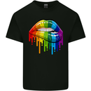 LGBT Bitten Rainbow Lip Gay Pride Day Kids T-Shirt Childrens Black