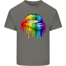LGBT Bitten Rainbow Lip Gay Pride Day Kids T-Shirt Childrens Charcoal
