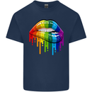 LGBT Bitten Rainbow Lip Gay Pride Day Kids T-Shirt Childrens Navy Blue