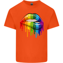 LGBT Bitten Rainbow Lip Gay Pride Day Kids T-Shirt Childrens Orange