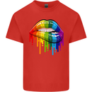 LGBT Bitten Rainbow Lip Gay Pride Day Kids T-Shirt Childrens Red