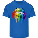 LGBT Bitten Rainbow Lip Gay Pride Day Kids T-Shirt Childrens Royal Blue