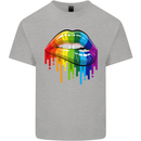 LGBT Bitten Rainbow Lip Gay Pride Day Kids T-Shirt Childrens Sports Grey
