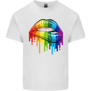 LGBT Bitten Rainbow Lip Gay Pride Day Kids T-Shirt Childrens White
