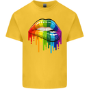 LGBT Bitten Rainbow Lip Gay Pride Day Kids T-Shirt Childrens Yellow