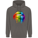 LGBT Bitten Rainbow Lip Gay Pride Day Mens 80% Cotton Hoodie Charcoal