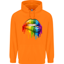 LGBT Bitten Rainbow Lip Gay Pride Day Mens 80% Cotton Hoodie Orange