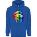 LGBT Bitten Rainbow Lip Gay Pride Day Mens 80% Cotton Hoodie Royal Blue
