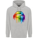 LGBT Bitten Rainbow Lip Gay Pride Day Mens 80% Cotton Hoodie Sports Grey