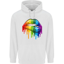 LGBT Bitten Rainbow Lip Gay Pride Day Mens 80% Cotton Hoodie White